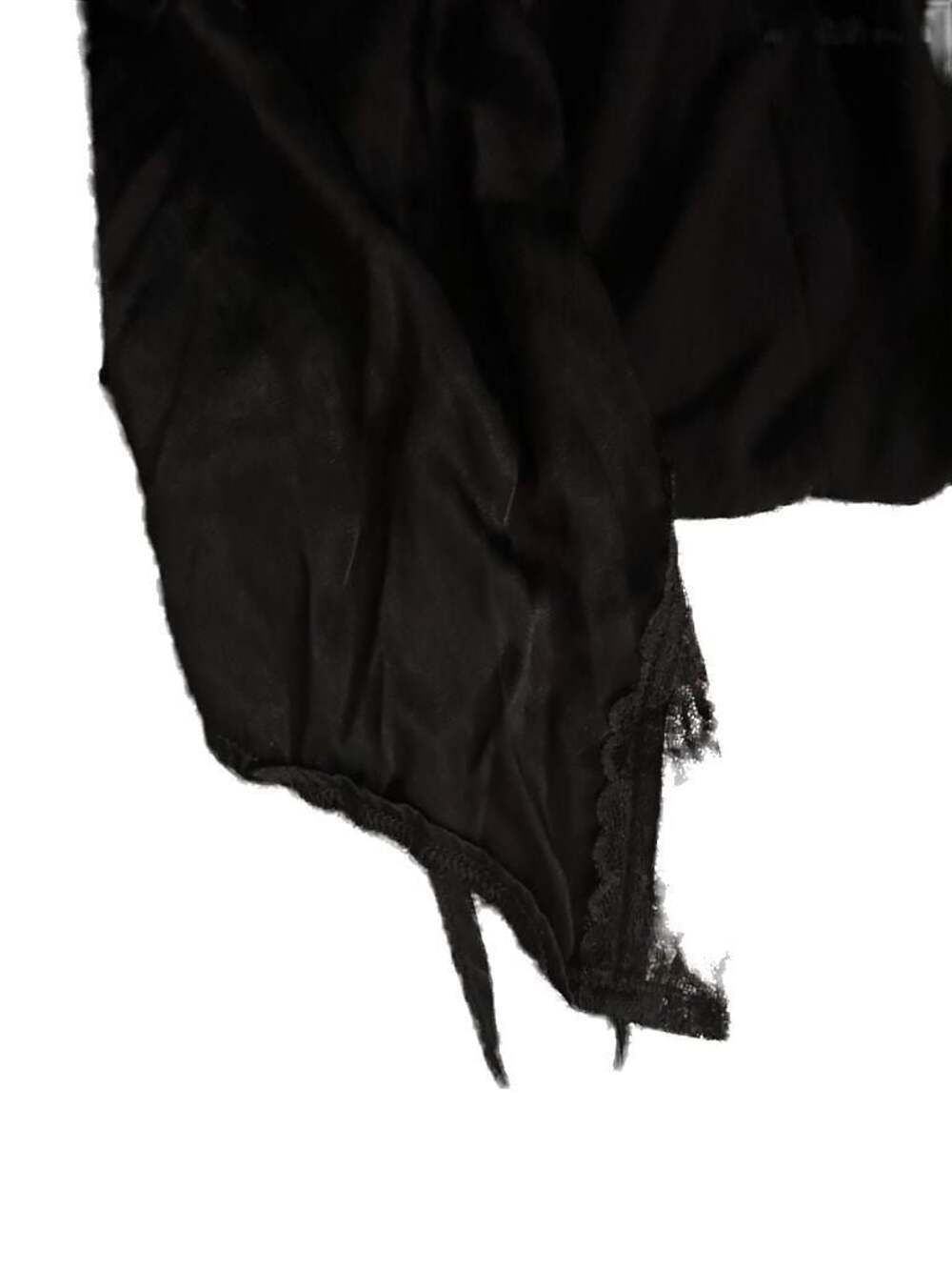 Princess Polly Black Satin Lace Trim Tie Front Shrug Size US 6 - Picture 4 of 4